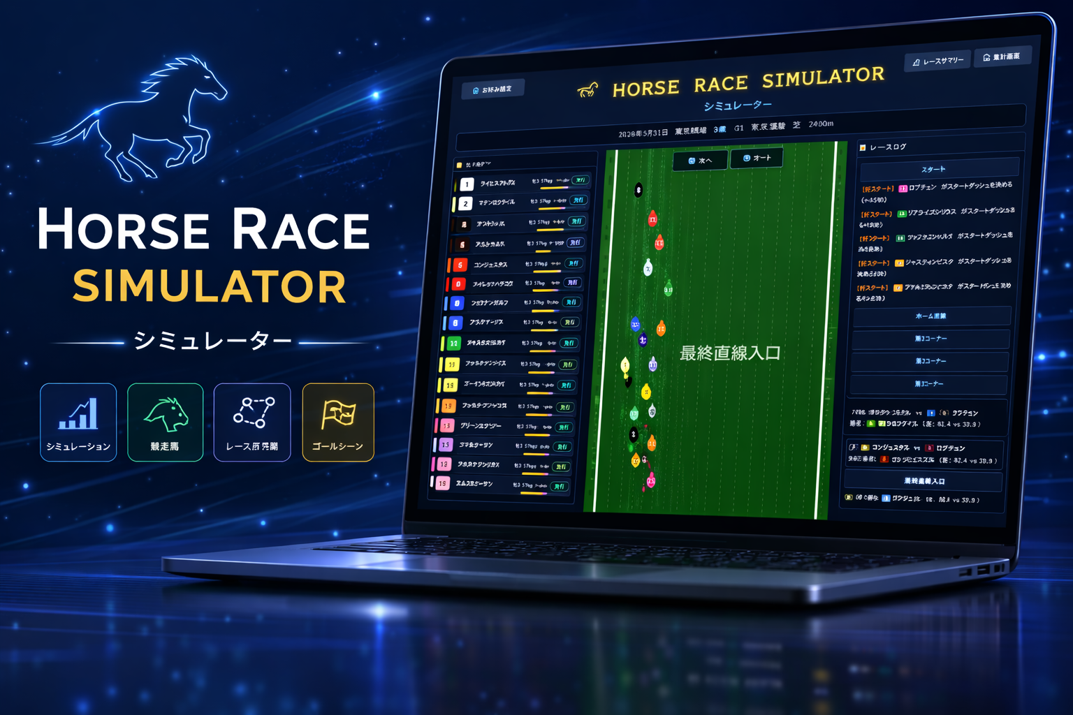 Horse Race Simulatorのレース画面イメージ